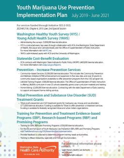 Youth marijuana use prevention implementation plan overview page